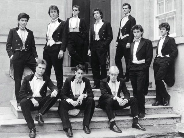 An English institution? Bullingdon Club in 1987 - featuring Conservative PMs Cameron and Johnson