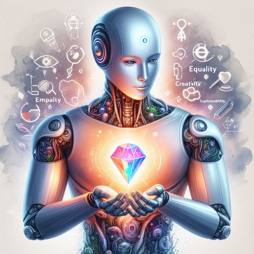 Image of ‘AI with values’ created in Microsoft Designer powered by DALL-E 3